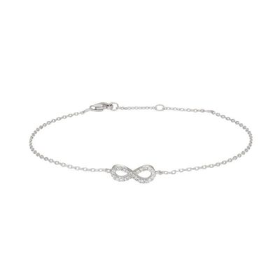 Joanli Nor 80450370900 AGNA CZ Infinity Charm Silver Bracelet 8mm