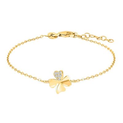 Joanli Nor 80451135900 JOLIN CZ Four Leaf Clover Charm Gold Bracelet 8mm