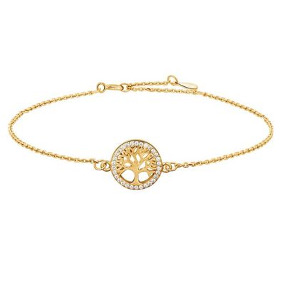 Joanli Nor 80450755900 CAIA White CZ Tree Of Life Charm Gold Bracelet 11mm