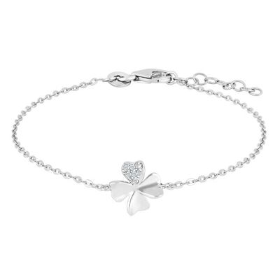 Joanli Nor 80451130900 JOLIN CZ Four Leaf Clover Charm Silver Bracelet 8mm