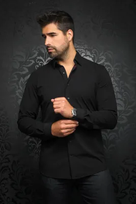 Au Noir ALEXANDER SLD Men's LS Extendable Dress Shirt/ BLACK