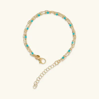 Etrusca WSET00799 Women's Gold Plated Double Chain w/ Stone Bracelet/