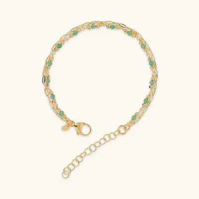 Etrusca WSET00799 Women's Gold Plated Double Chain w/ Stone Bracelet/
