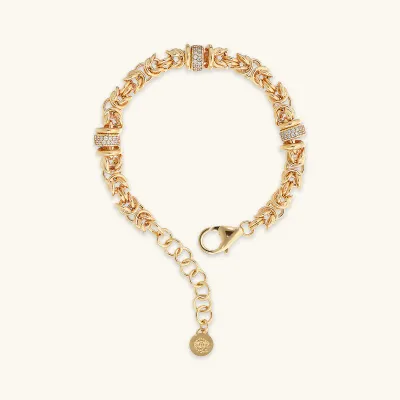 Etrusca WSET00872.YG Women's Gold Plated Byzantine w/CZ Bracelet