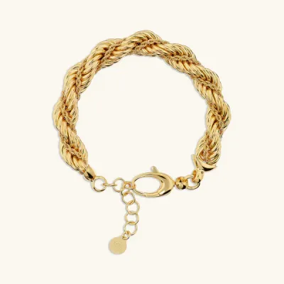 Etrusca WSET00885.YG Women's Gold Plated Twisted Double Rope Bracelet