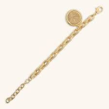 Etrusca WSET00890.YG Women's Gold Plated Double-Sided Coin Bracelet