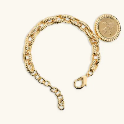 Etrusca WSET00890.YG Women's Gold Plated Double-Sided Coin Bracelet