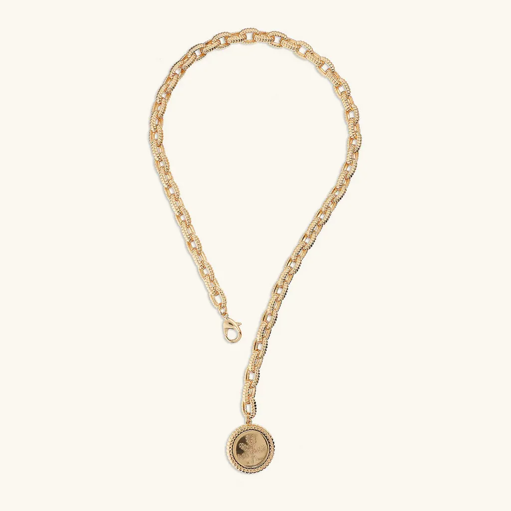 Etrusca WSET00891.YG Women's Gold Plated Double-Sided Coin Necklace