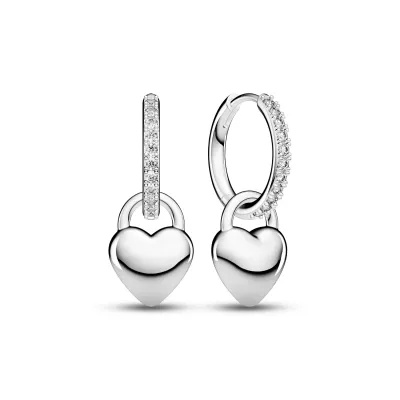 Sif Jakobs E2612-CZ Women's Silver CZ Creolo Heart Dangle Earrings