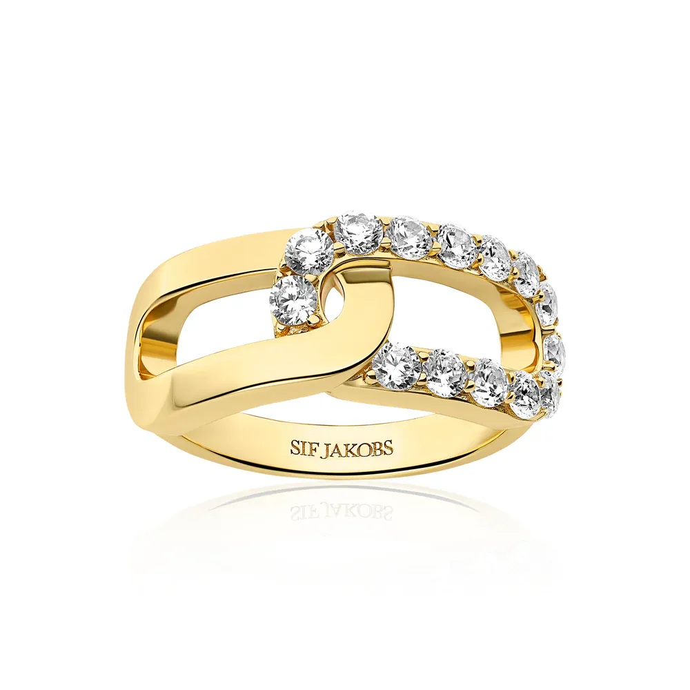 Sif Jakobs R42238-CZ-2YG Women's CZ Link Ring