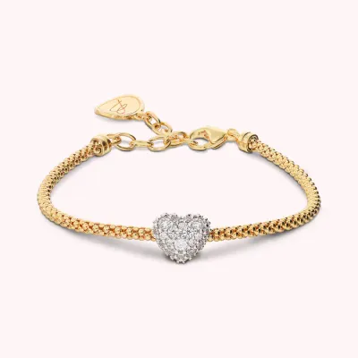Bronzallure WSBZ02494Y.WR Women's Gold Plated Altissima Heart Pave Bracelet