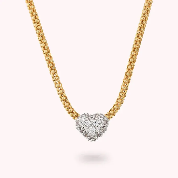Bronzallure WSBZ02495Y.WR collier altissima cœur pavé plaqué or pour femme