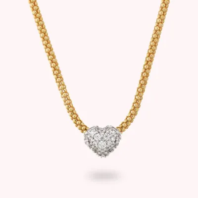 Bronzallure WSBZ02495Y.WR Women's Gold Plated Altissima Pave Heart Necklace