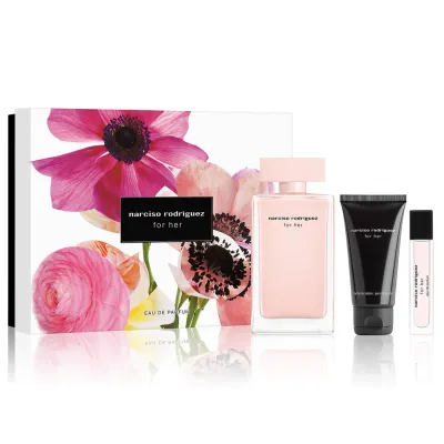Narciso Rodriguez 82000946 Women’s Eau De Toilette, Purse Spray & Body Lotion 3PC Gift Box Set 100ml, 10ml, 50ml/FOR HER