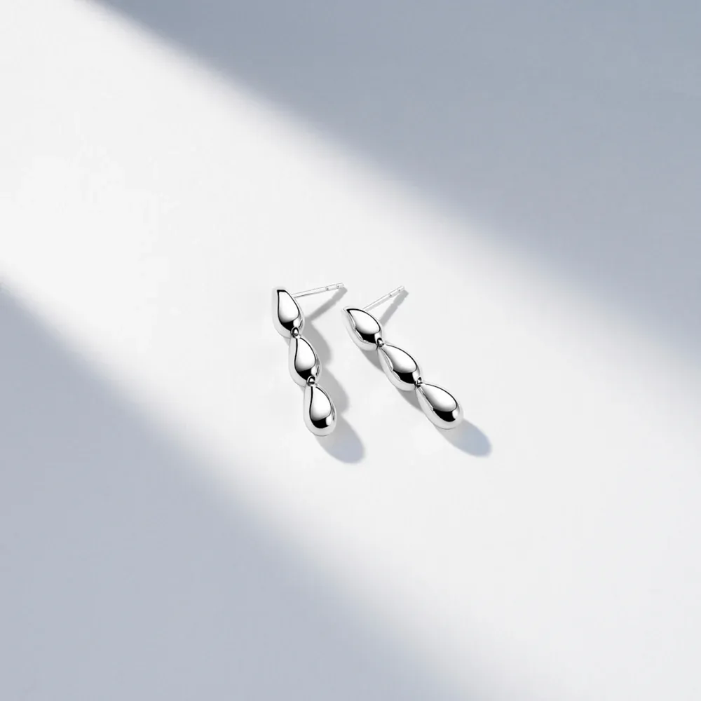 Sif Jakob SJ-E2592 Goccia Tre Pianura Silver Drop Earrings