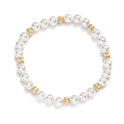 Beblue BBALLUR-GLD Pearl Bracelet -Be Alluring – White Pearls-Gold