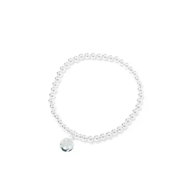 Beblue BBGIFT-SN Silver Beads Braclet Round MOP Flower Charm
