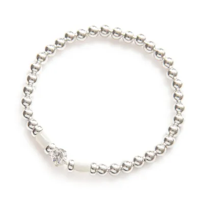 Beblue BBICON-HT-CZ Silver Bead Bracelet w/ CZ/ BE ICONIC