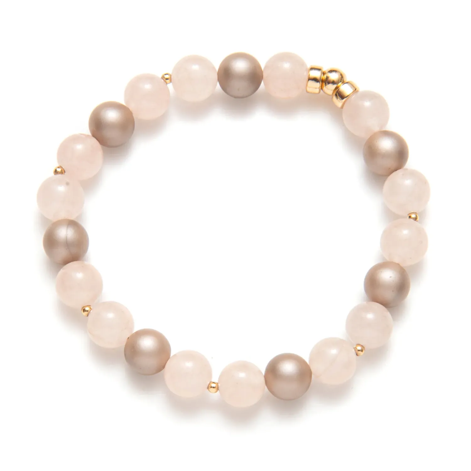 Beblue BBSURCANDY-SP Large Light Pink & Gold Elastic Bead Bracelet
