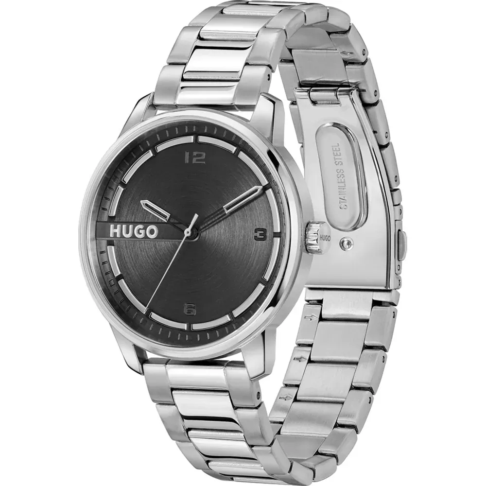 HUGO 1530364 Men's Stamp Analogue Watch w/ Black Dial