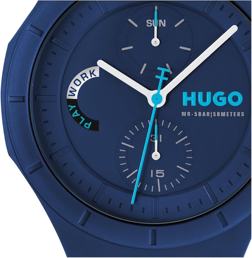HUGO 1530404 Men’s Lit Multifunction Silicone Strap Watch – Blue