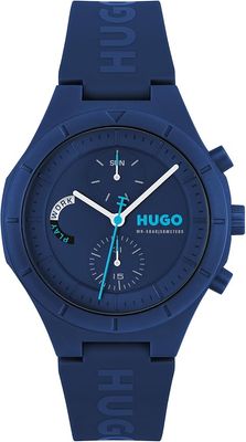 HUGO 1530404 Men’s Lit Multifunction Silicone Strap Watch/BLUE