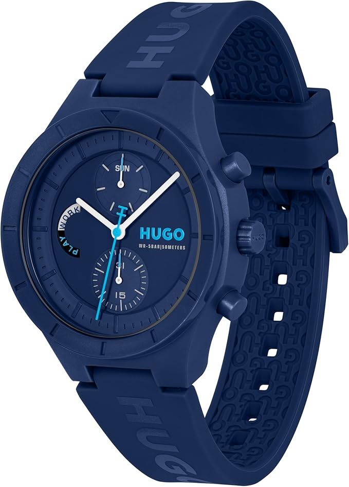 HUGO 1530404 Men’s Lit Multifunction Silicone Strap Watch – Blue
