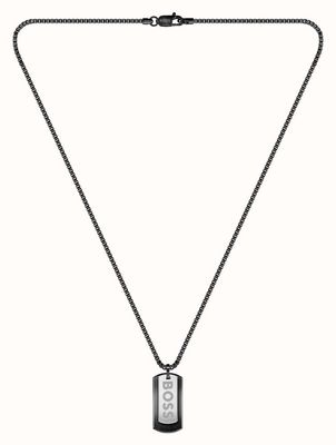 Boss 1580577 Men's Black "Boss" Pendant Necklace