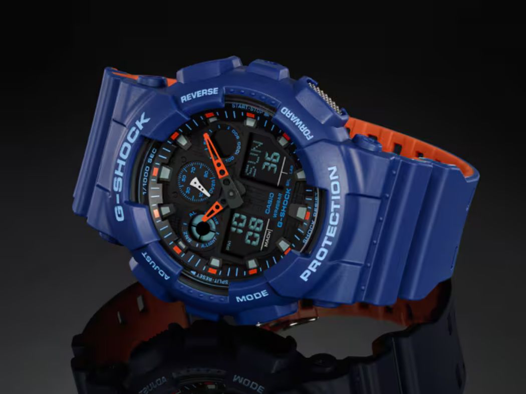 G-Shock GA100L-2A Men's Casio Watch – Blue & Orange