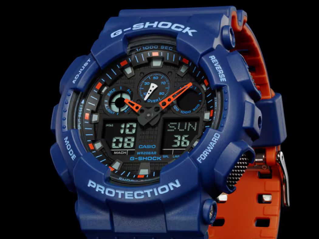 G-Shock GA100L-2A Men's Casio Watch – Blue & Orange