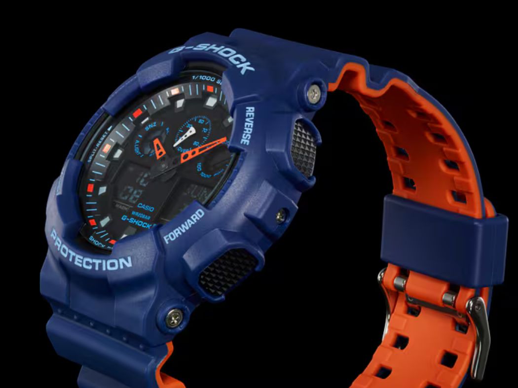 G-Shock GA100L-2A Men's Casio Watch – Blue & Orange