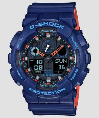 G-Shock GA100L-2A Men's Casio Watch – Blue & Orange