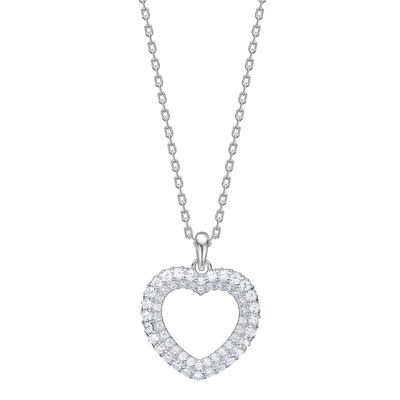 Joanli Nor 20452390900 Rhodium Silver Heart Necklace w/ White CZ