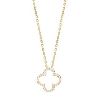 Joanli Nor 20452425900 Gold Plated Four Leaf Clover Necklace w/ White CZ