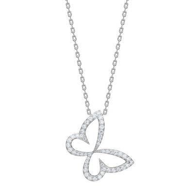 Joanli Nor 20452440900 Rhodium Silver Butterfly Necklace w/ White CZ