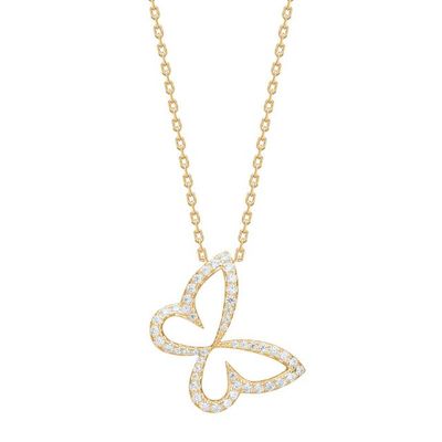 Joanli Nor 20452445900 Gold Plated Butterfly Necklace w/ White CZ