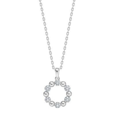 Joanli Nor 20630000900 Rhodium Silver Circle Necklace w/ White CZ