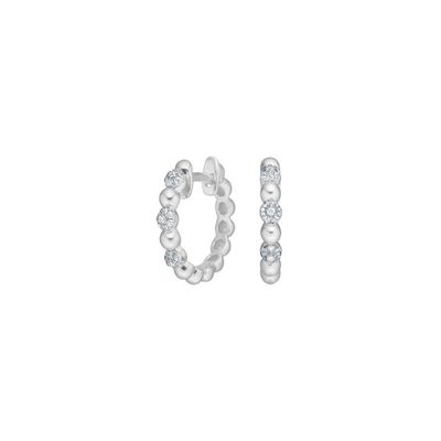 Joanli Nor 30630000900 Rhodium Silver Small Hoop Earrings w/ White CZ