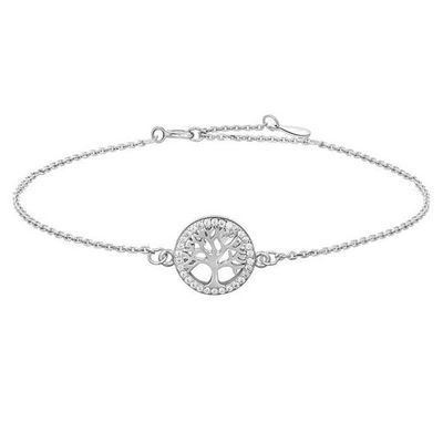 Joanli Nor 80450750900 CAIA 11mm Silver Tree Of Life Bracelet w/ White CZ