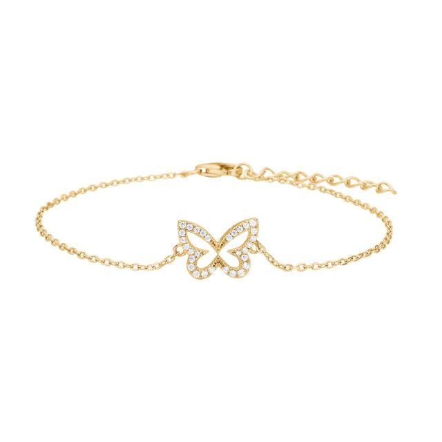Joanli Nor 80451345900 Gold Plated Butterfly Bracelet w/ White CZ