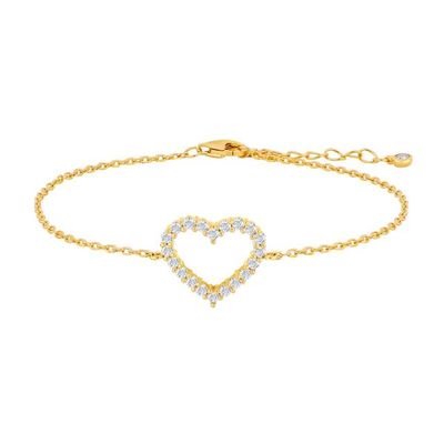 Joanli Nor 80451305900 Gold Plated Heart Bracelet w/ White CZ