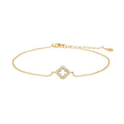 Joanli Nor 80451335900 Gold Plated Four Leaf Clover Bracelet w/ White CZ