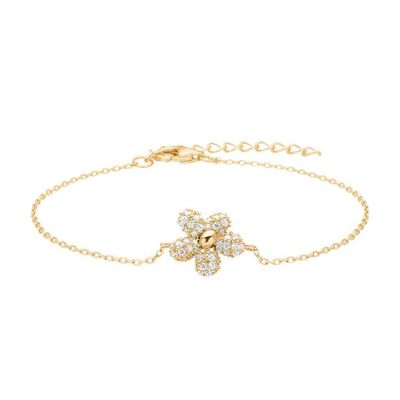 Joanli Nor 80600045900- PHOEBENOR Gold Plated Flower Bracelet w/ White CZ
