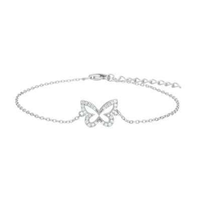 Joanli Nor 80451340900 Rhodium Silver Butterfly Bracelet w/ White CZ