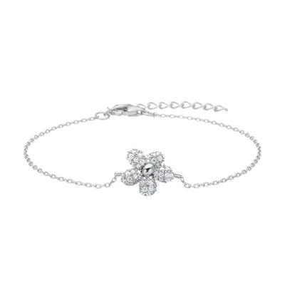 Joanli Nor 80600040900- PHOEBENOR Rhodium Silver Flower Bracelet w/ White CZ