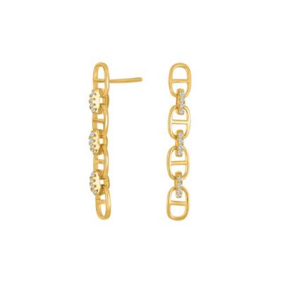 Joanli Nor 30453815900 LENE Gold CZ Chain Drop Earrings