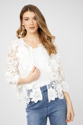 Frank Lyman 251523 Women's Knit Woven Floral Bolero/