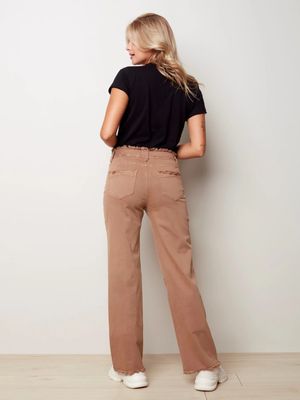 Charlie B C5690-618A Women's Flared Twill Pants/TRUFFLE