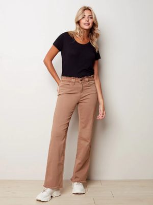 Charlie B C5690-618A Women's Flared Twill Pants/TRUFFLE
