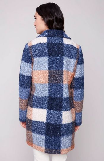 Charlie B C6141Z-707A Women's Boucle Knit Tailored Collar Coat